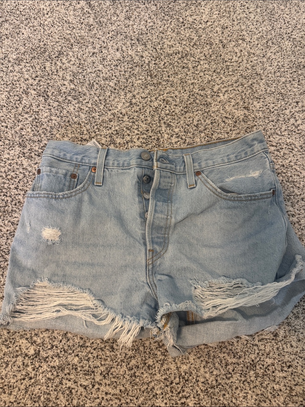 Levi's Light Blue Distressed Denim Shorts